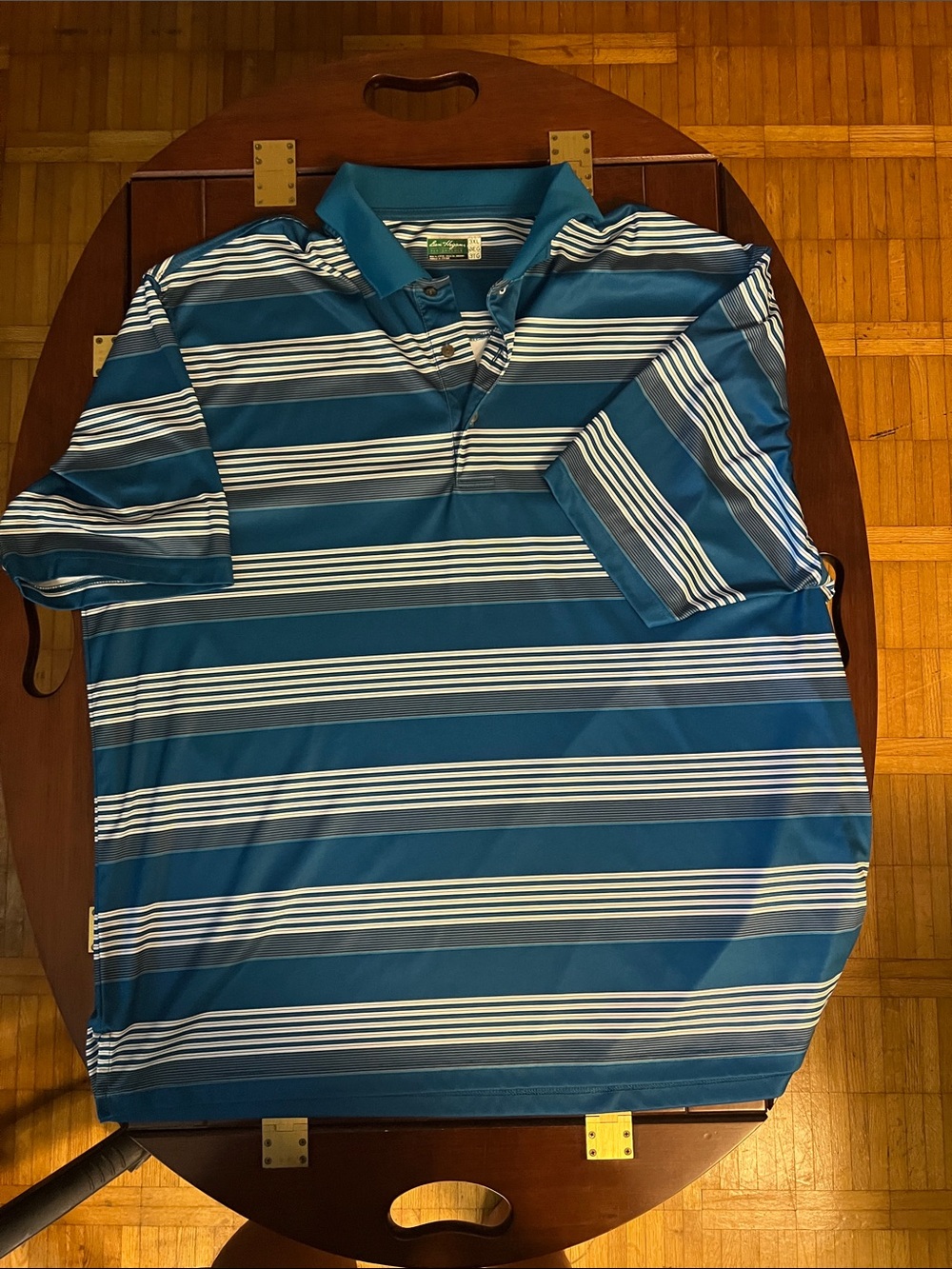 Ben Hogan Performance Striped Golf Polo Shirt - Teal/White